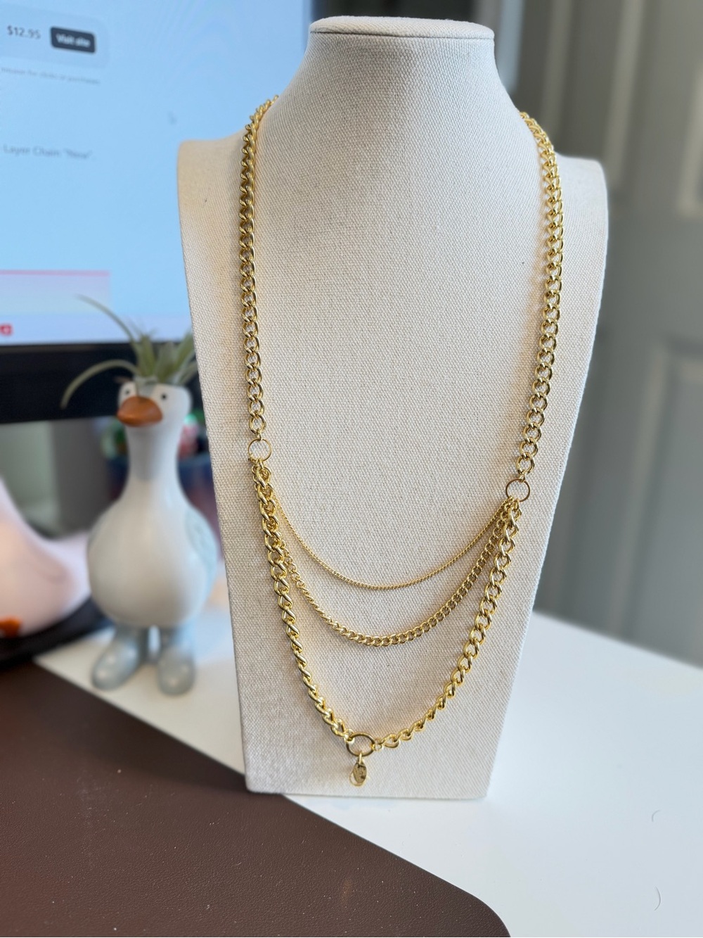 Origami Owl Gold Layered Chain Necklace 15”